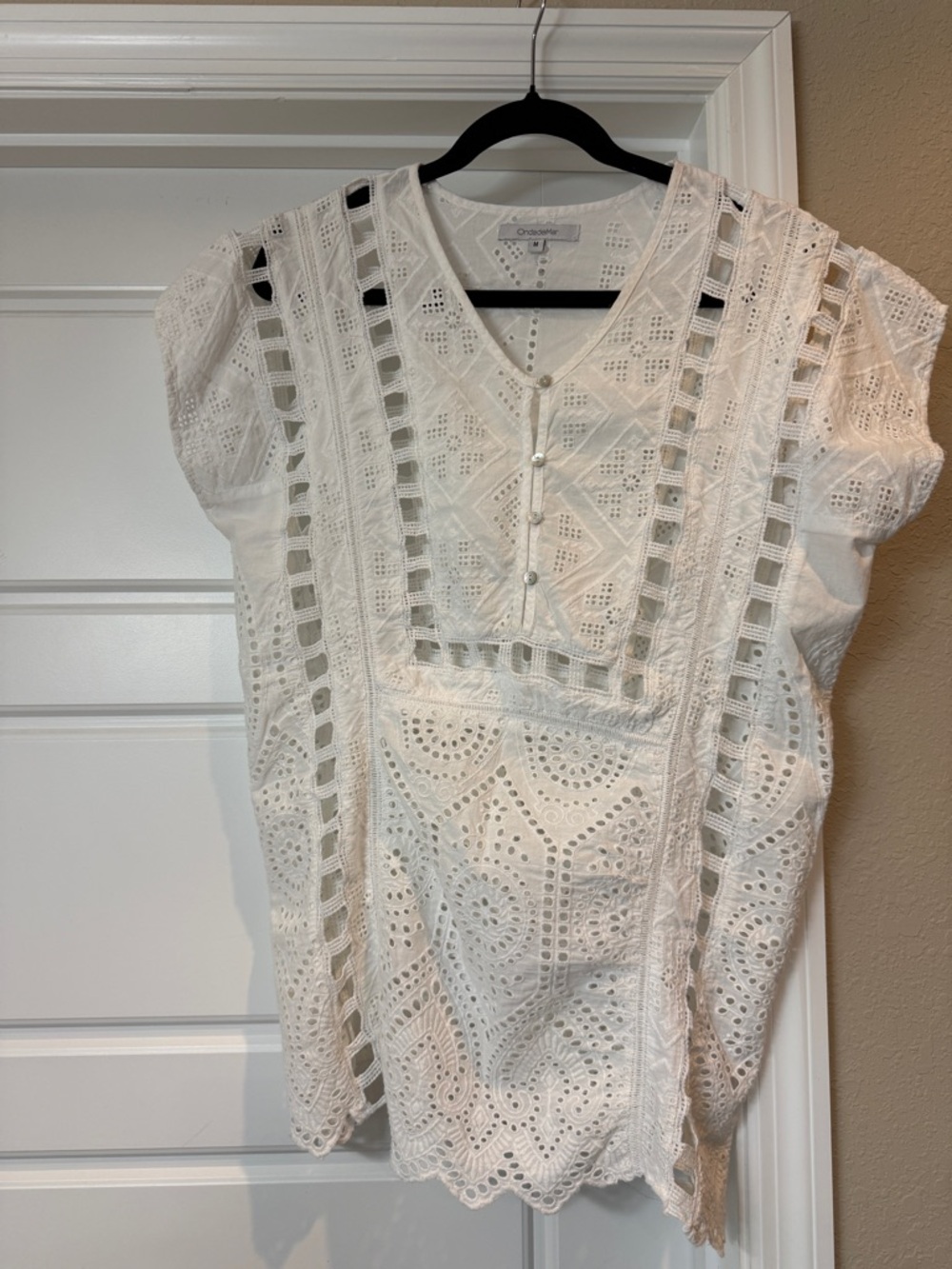 OndadeMar White Eyelet Embroidered Swim Coverup